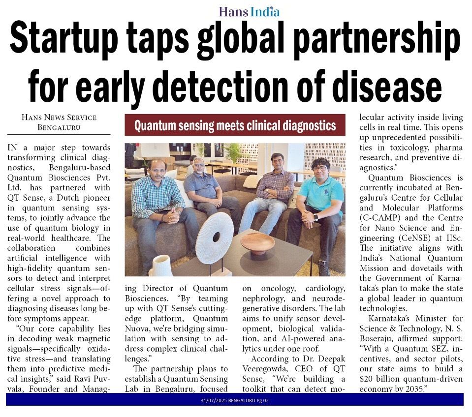 Quantum Biosciences Announces Strategic Partnership with QT Sense to Advance Quantum Diagnostics